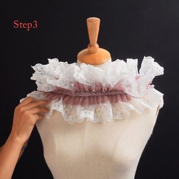 🔥HOST PICK🔥Victorian Steampunk Gothic Style Tudor Elizabethan Neck Ruff Lace - Picture 7 of 9